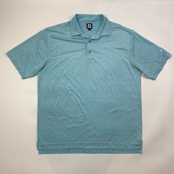FJ FootJoy Polo Shirt Mens XL Extra Large Sky Blue Prescott Golf Club Droptail - Picture 2 of 13